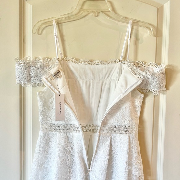 NWT Francescas Lace Off The Shoulder Fit And Flare White Dress Lined medium - Picture 11 of 13